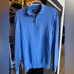 Vineyard Vines Quarter Zip Pullover Sweater - Light Blue
